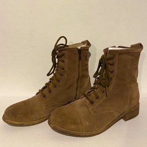Suede taupe combat boots